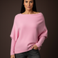 Damestrui, gebreide trui, off-shoulder, asymmetrisch (34-38)