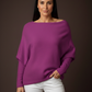 Damestrui, gebreide trui, off-shoulder, asymmetrisch (34-38)