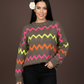 Damestrui met neonkleurig zigzagpatroon (maat 38-42+)