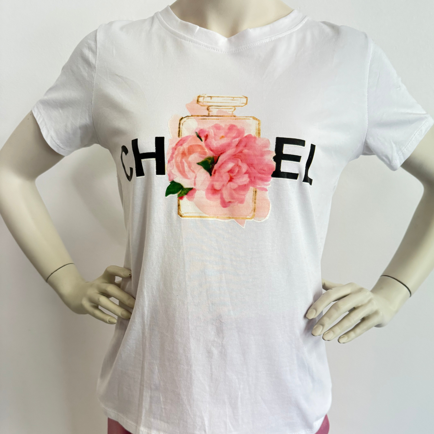 Chic-Floral Bedrucktes T-Shirt aus Baumwollmischung