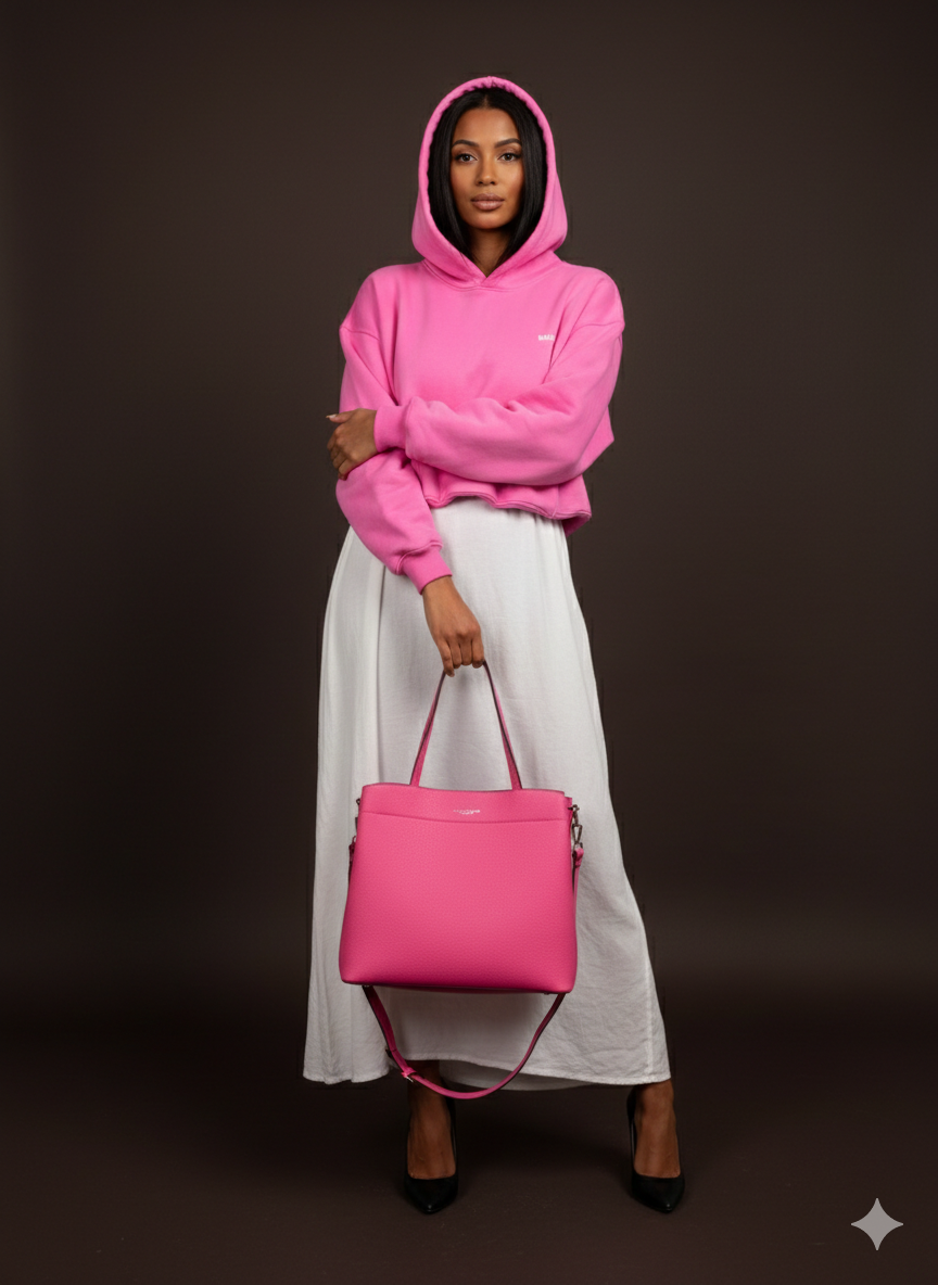 Roze dameshandtas met schouderband – Crossbodytas met handvat