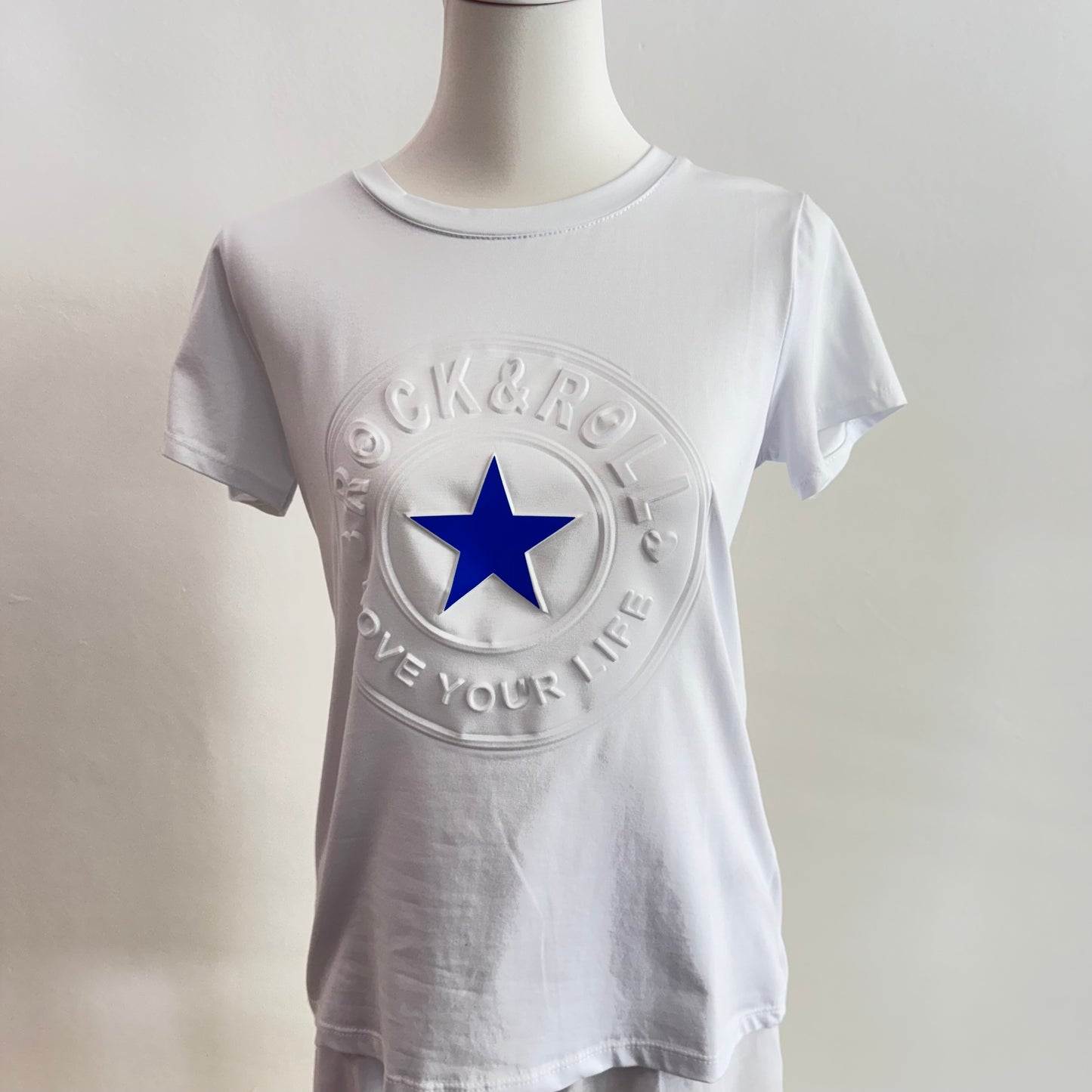 T-Shirt bedruckt mit Stern Damenshirt 36/38 mit 3D Aufdruck