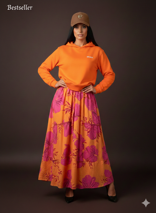 Oversized oranje unisex hoodie – hoodie voor dames en heren