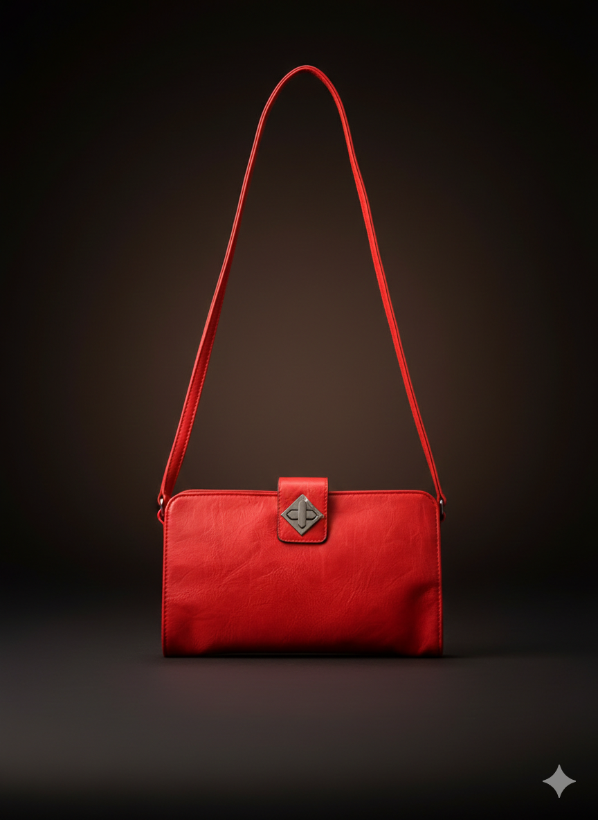 Rote Clutch mit Umhängegurt – Damen Abendtasche