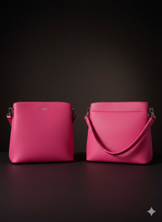 Roze dameshandtas met schouderband – Crossbodytas met handvat