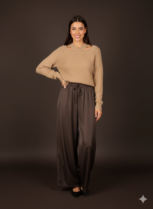 Damestrui, gebreide trui, off-shoulder model