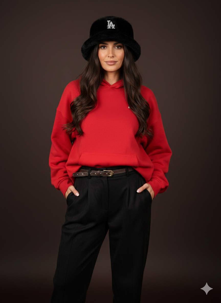 Oversized rode unisex hoodie – hoodie voor dames en heren