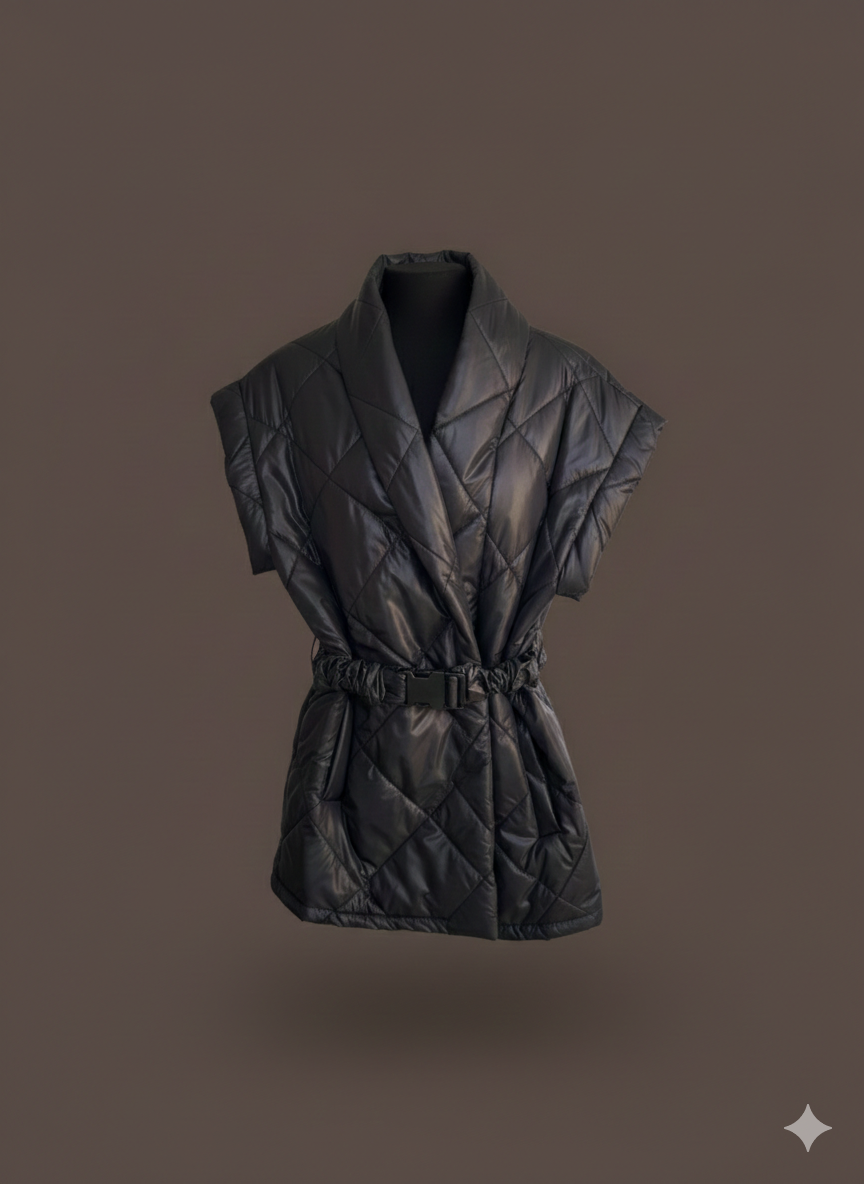 Damen Steppweste mit Gürtel