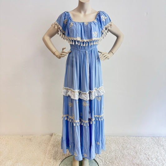 Boho-Maxi-Kleid in Himmelblau