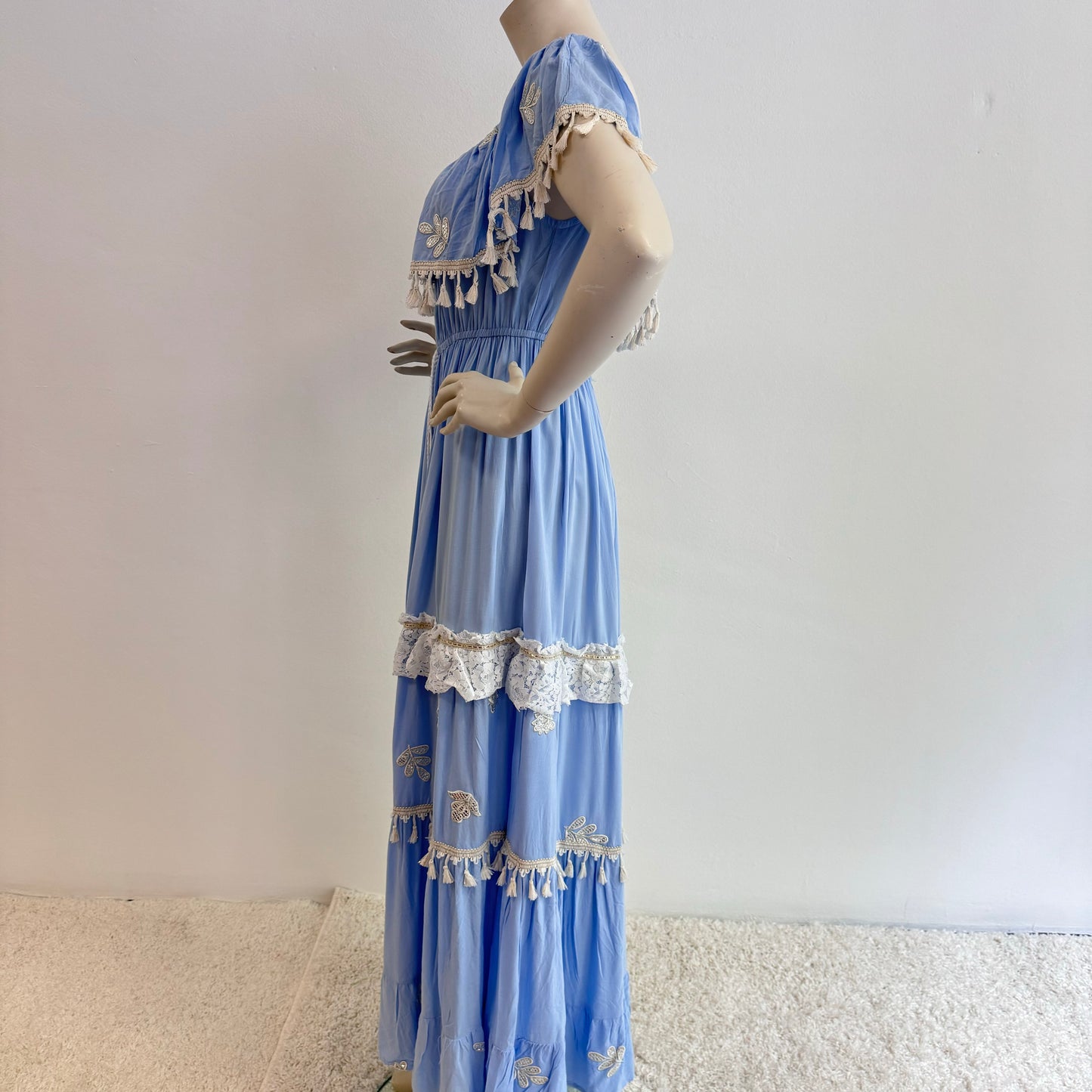 Boho-Maxi-Kleid in Himmelblau