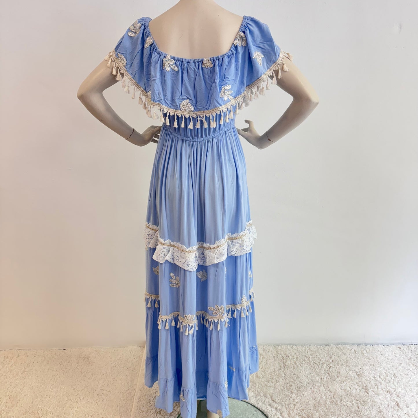 Boho-Maxi-Kleid in Himmelblau