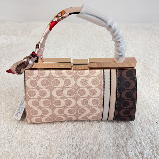 Stilvolle Handtasche mit Seidentuchgriff in Beige und Braun