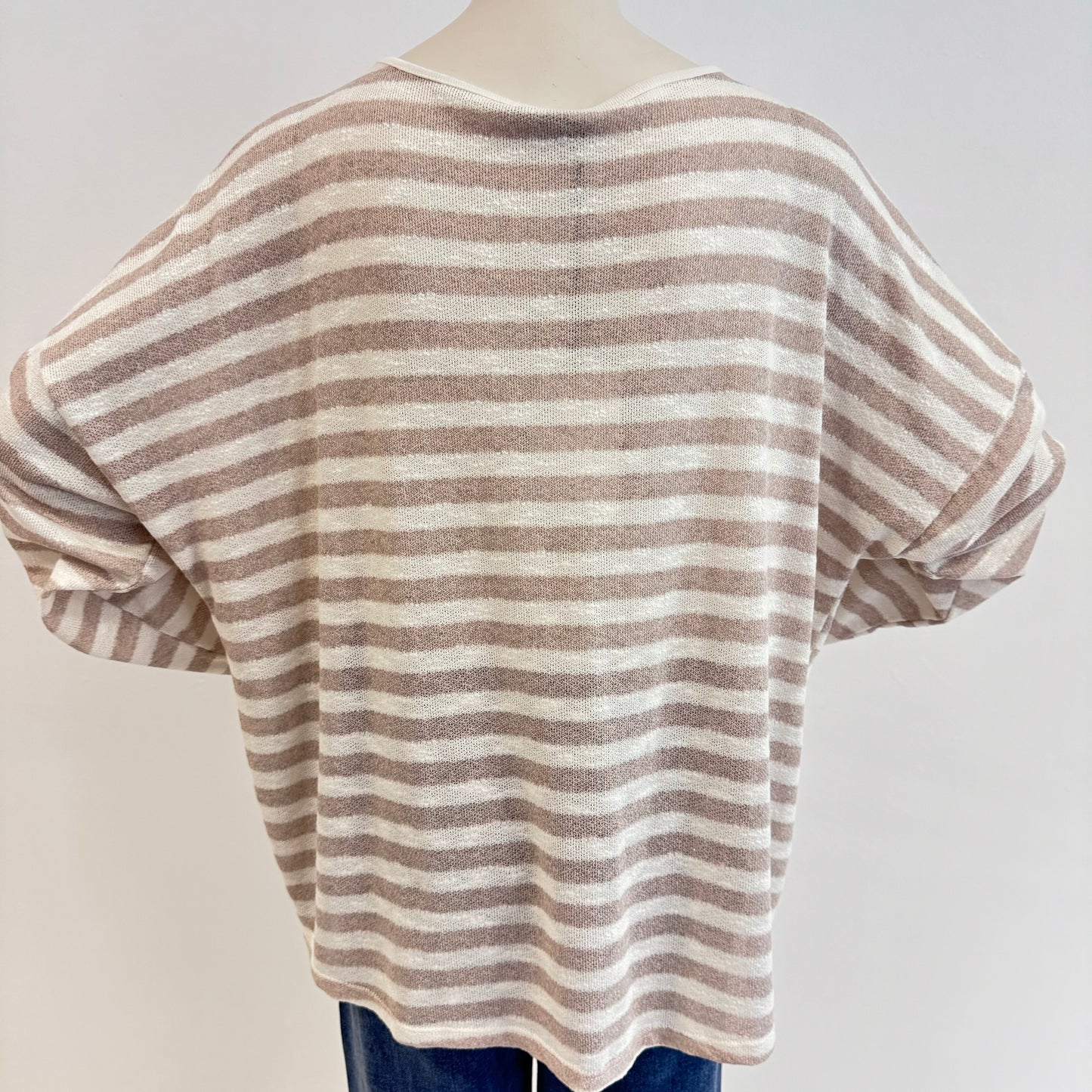 Gestreifter Pullover "Chicago" in Beige und Blau Oversize