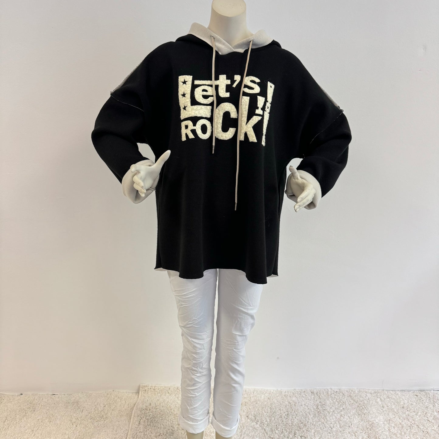 Oversize Hoodie "Let’s Rock!" in Rost Schwarz Braun