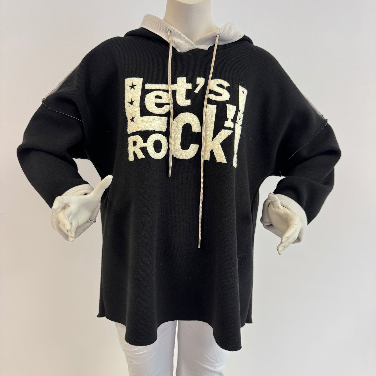 Oversize Hoodie "Let’s Rock!" in Rost Schwarz Braun