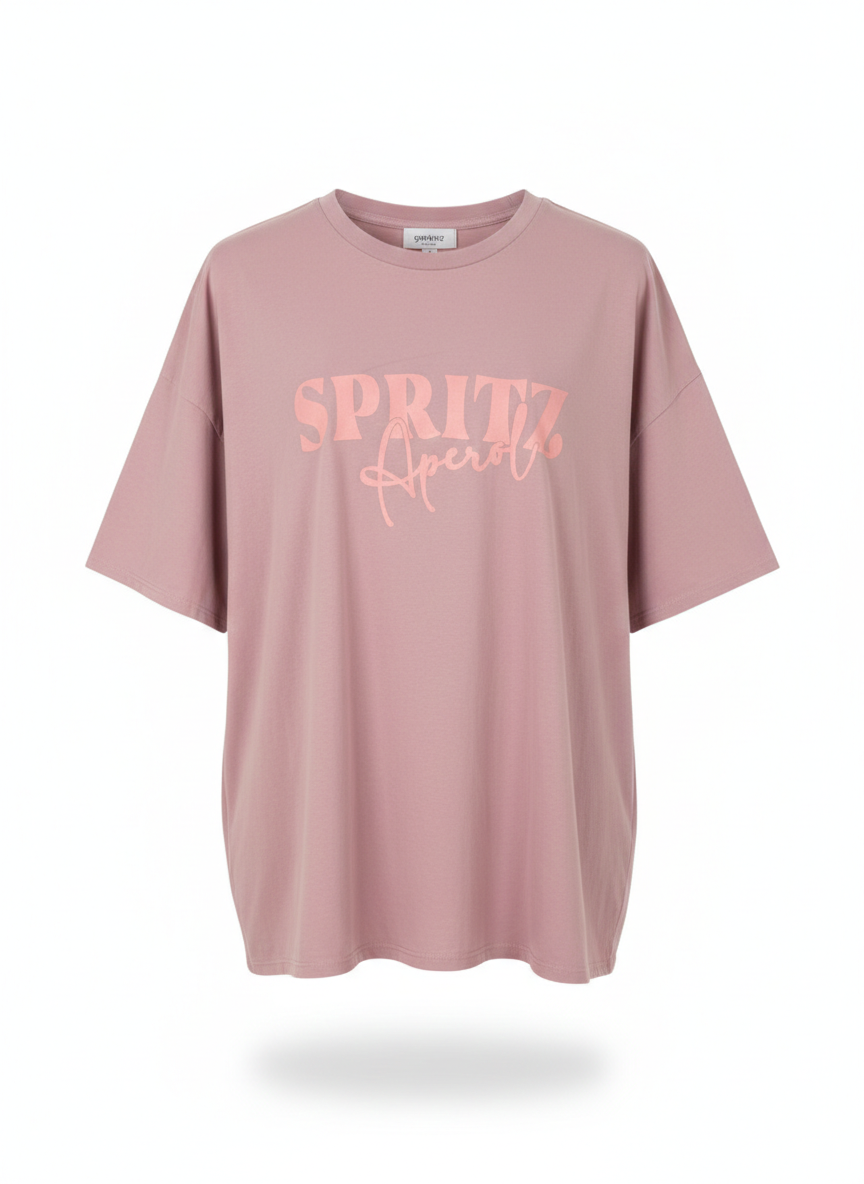 Damen T-Shirt Baumwollshirt in Flieder Motiv Aperol Spritz