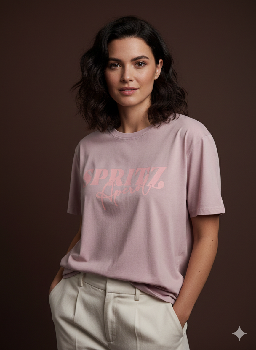 Damen T-Shirt Baumwollshirt in Flieder Motiv Aperol Spritz