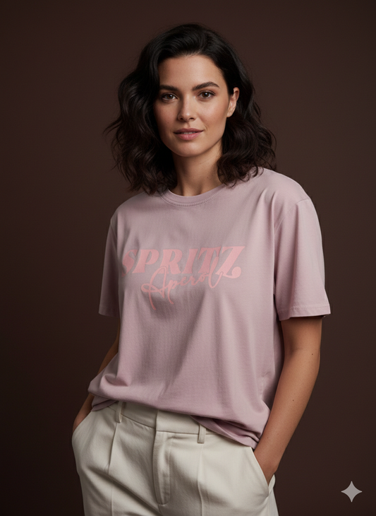 Damen T-Shirt Baumwollshirt in Flieder Motiv Aperol Spritz