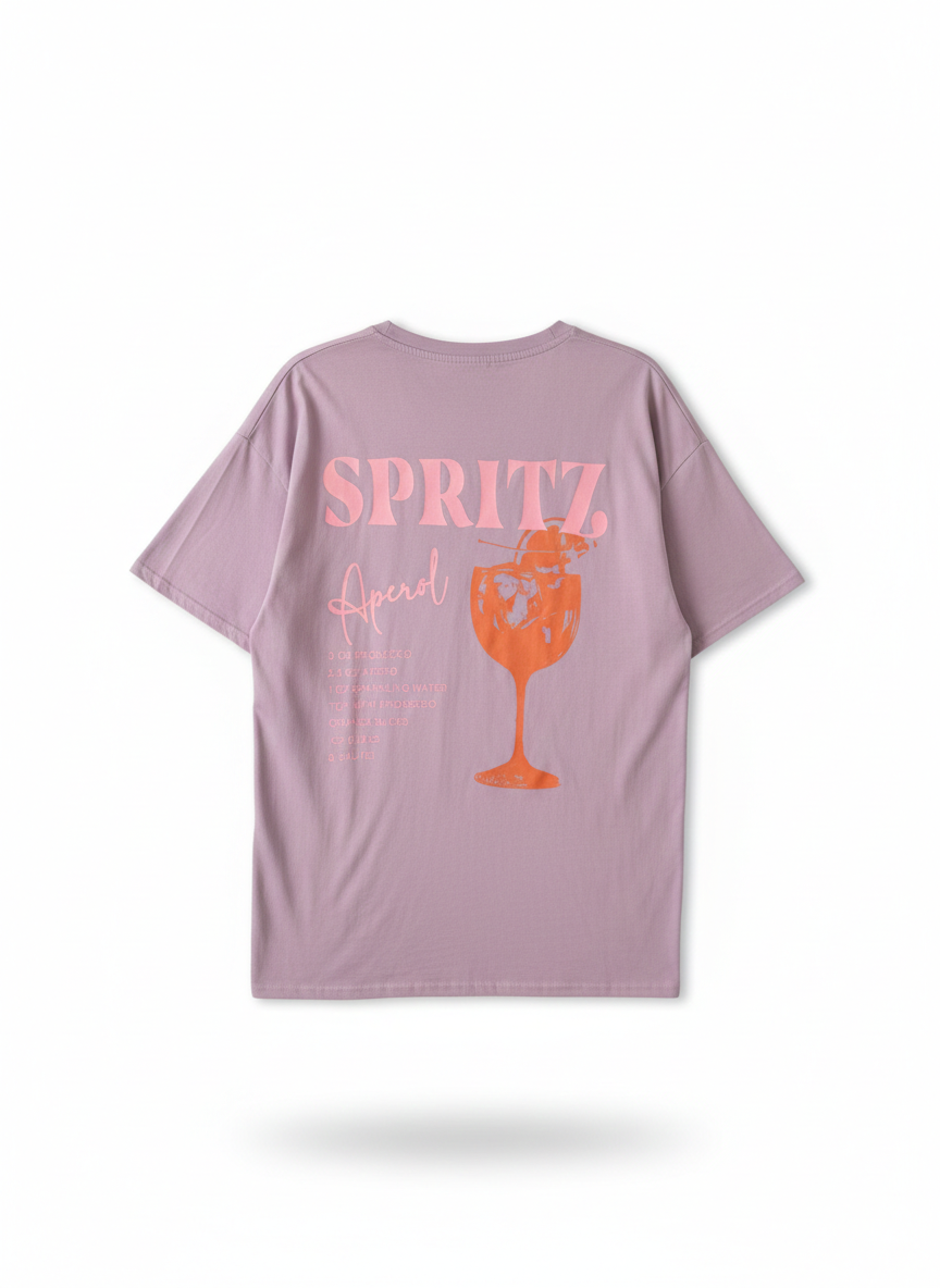 Damen T-Shirt Baumwollshirt in Flieder Motiv Aperol Spritz