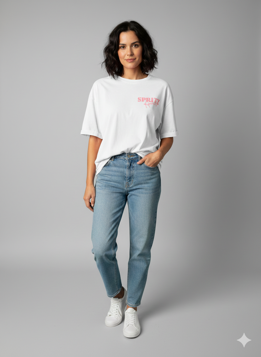 Damen T-Shirt Baumwollshirt in weiss mit Motiv Aperol Spritz