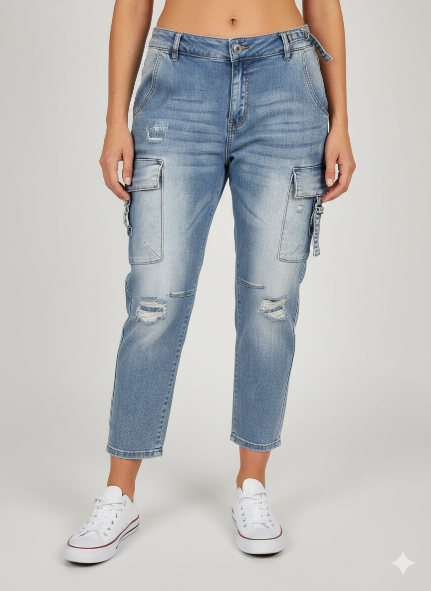 Damesjeans met zijzakken