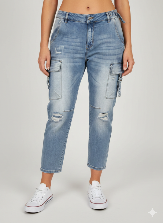 Damesjeans met zijzakken