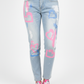 Damenjeans Jeanshosde mit pinken Herzen