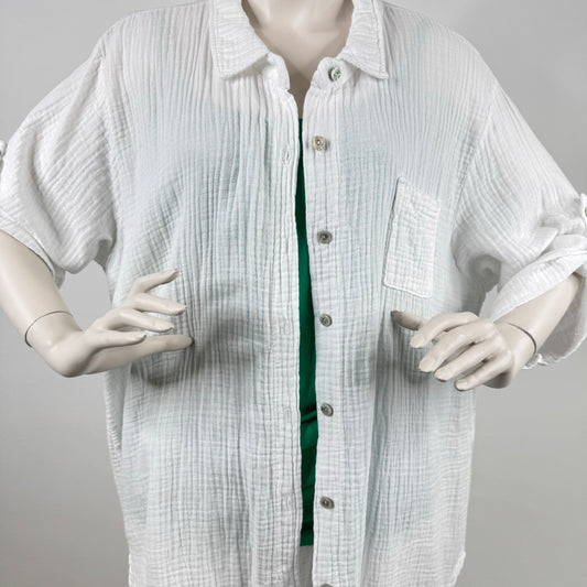 Oversize Musselin Bluse Weiss für Damen in Onesize (Größe 38-42 – Weit geschnitten und trendig elegant (Kopie)