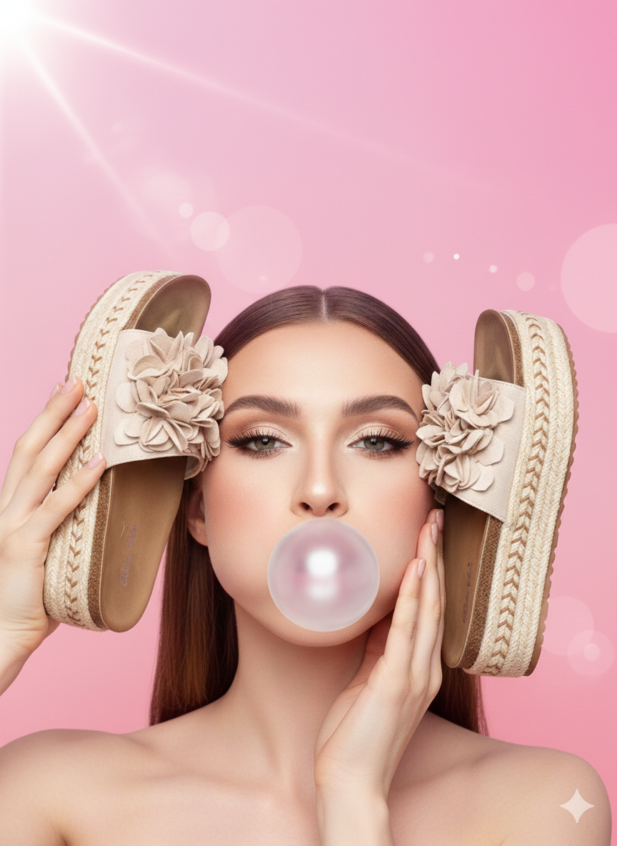 Damen Sandalen / Sommerschuhe / Blütensandalen / Pantoletten