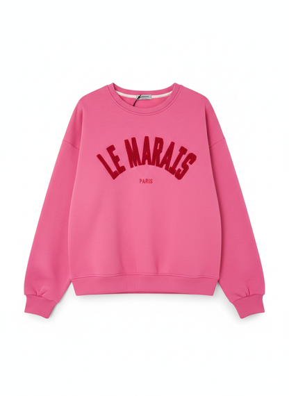 Damen Oversize Sweatshirt Neonfarben – Le Marais Paris Pullover mit 3D-Print | Trend Statement