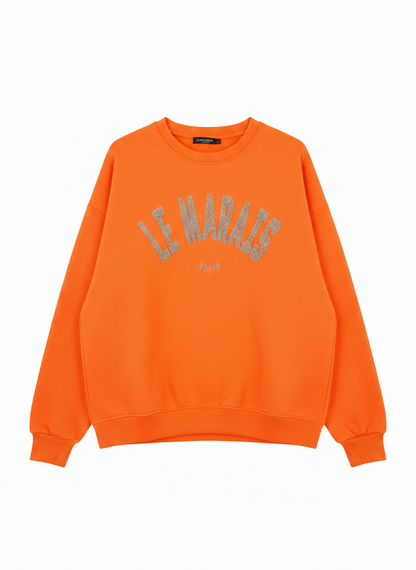 Damen Oversize Sweatshirt Neonfarben – Le Marais Paris Pullover mit 3D-Print | Trend Statement