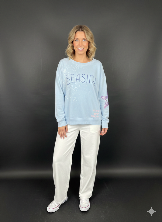 Damestrui, damessweatshirt, lange blouse, oversized in blauw / Seaside / van Yippie Hippie
