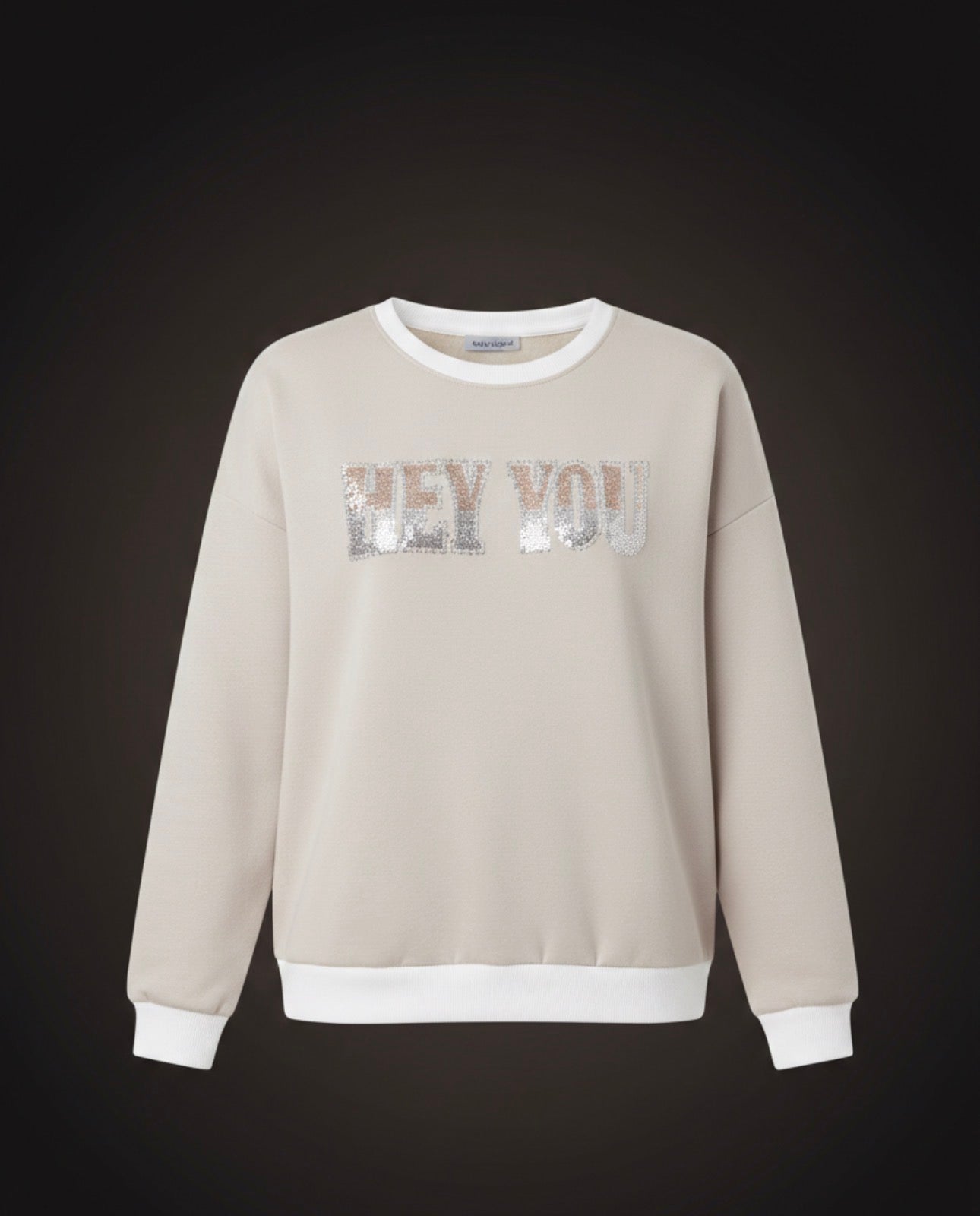 Damespullover, lange trui met "Hey You"-opdruk (maat 38-42)