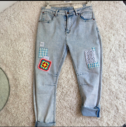 Jeans im Patchwork-Design