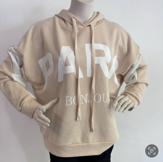 Hoodie Beige Bonjour