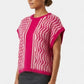 Yippie Hippie Strickpullunder Damen Rosa – Kurzarm Strickweste Alpaka