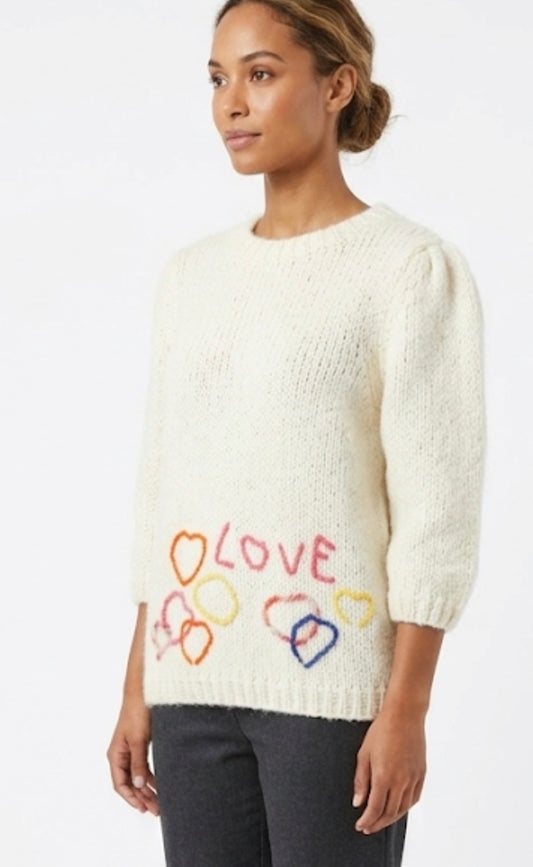 Les Blondinettes Alpaka Strickpullover Damen Weiß – Love Pullover