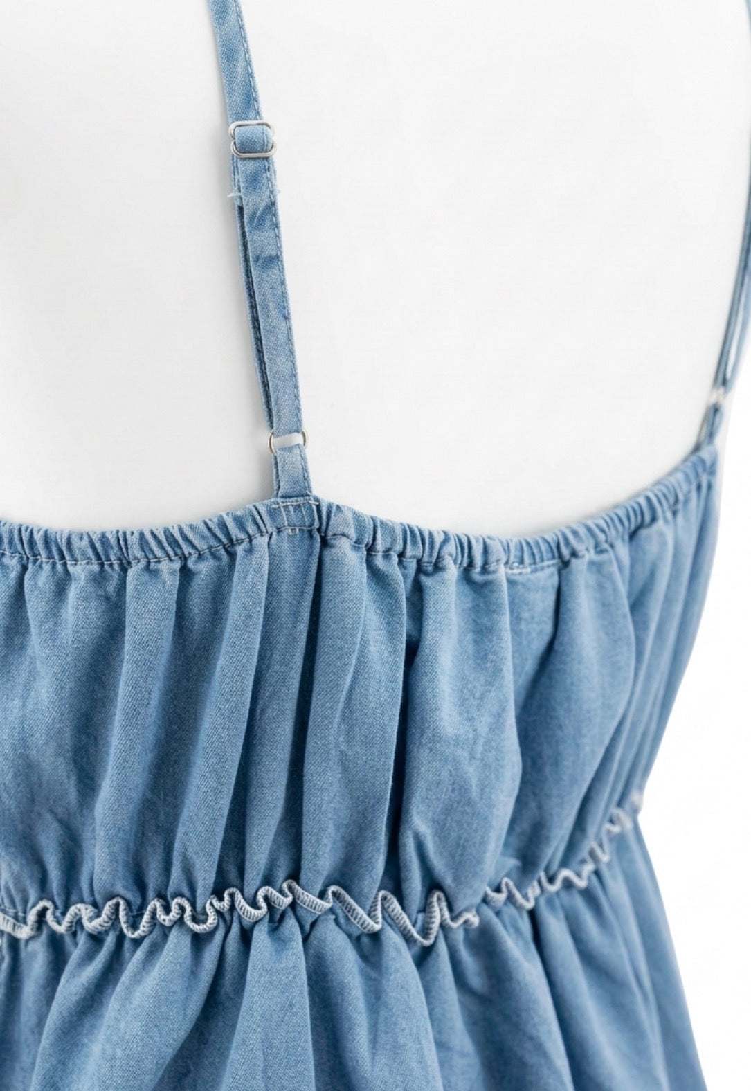 Boho Sommerkleid Damen Blau – Baumwollkleid mit Stickerei (Gr.38-42)