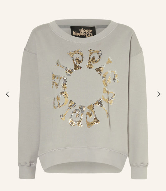 Yippie Hippie Sweatshirt mit Pailletten