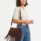 Boho Fransen Tasche Damen Wildlederoptik – Umhängetasche Beige & Dunkelbraun mit Schulterriemen | Boutique in Heaven