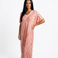 Boho Midikleid Leo Damen – Sommerkleid Leopard Print Rot-Beige | Viskose | Gr. 38–42