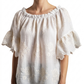 Boho Carmenbluse Weiß mit Stickerei – Off-Shoulder Baumwollbluse 38–42