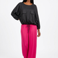 Edle Oversize Baumwollbluse Schwarz – Feminine Langarmbluse mit Taschen & Schnürbund 🖤✨(38-42+)
