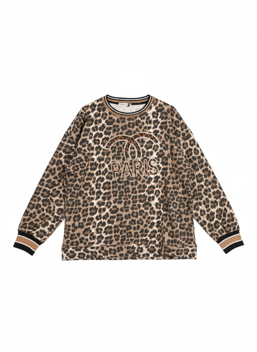 Damessweatshirt, damespullover, luipaardprint (36-42)