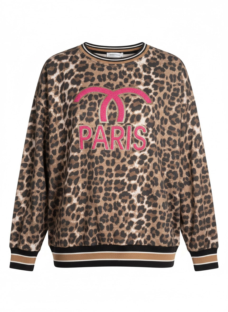 Damessweatshirt, damespullover, luipaardprint (36-42)