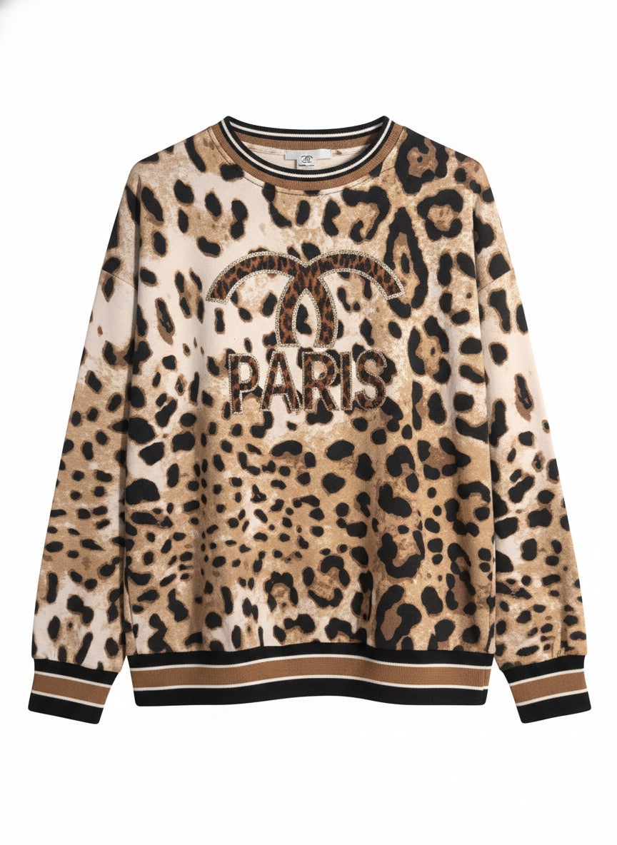 Damessweatshirt, damespullover, luipaardprint (36-42)