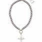 Designer Perlenkette Silber Grau – wandelbare Halskette mit abnehmbarem Kreuz | Luxus Statement Schmuck