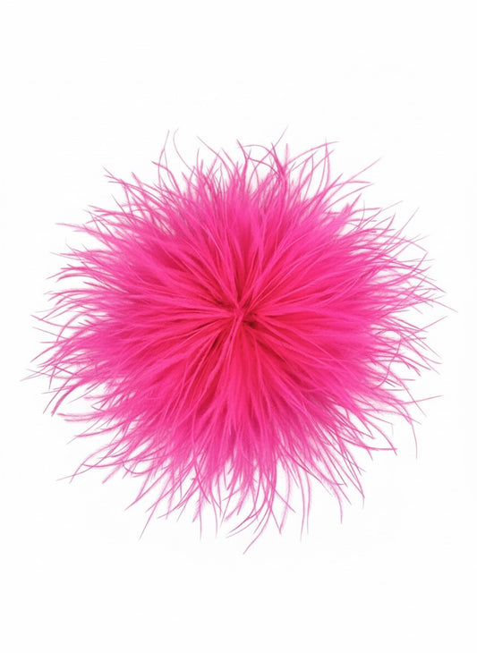 Brosche Puschel Blau und Pink