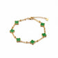 Designer Kleeblatt Armband Gold Grün – Luxus Wickelarmband Damen | Statement Schmuck