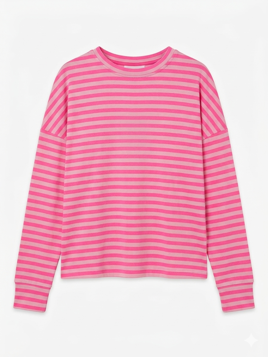 Pink gestreiftes Sweatshirt – leichter Oversize-Look | tragbar 38–42